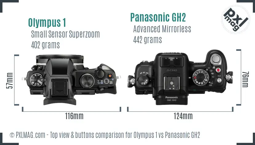 Olympus 1 vs Panasonic GH2 top view buttons comparison