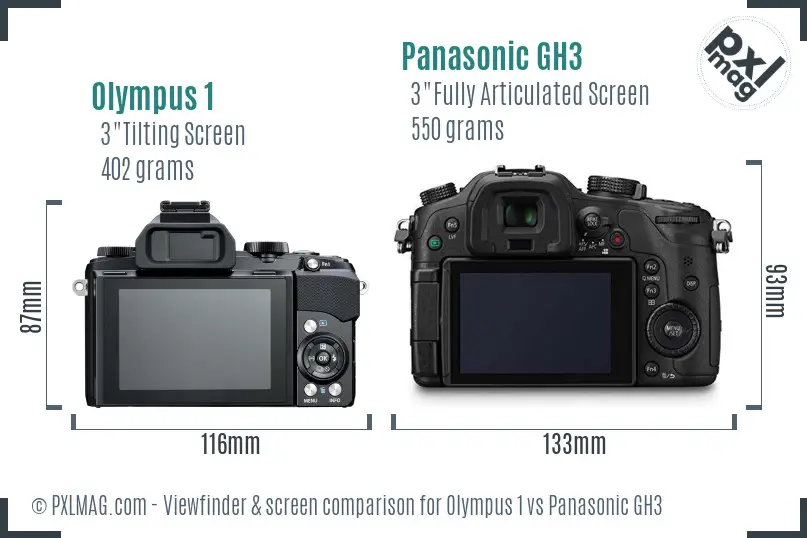 Olympus 1 vs Panasonic GH3 Screen and Viewfinder comparison