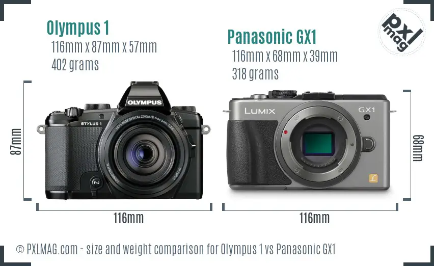 Olympus 1 vs Panasonic GX1 size comparison