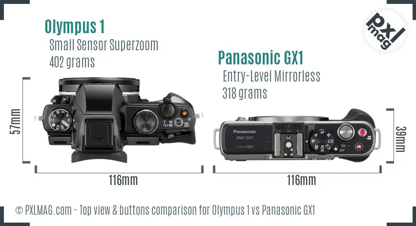 Olympus 1 vs Panasonic GX1 top view buttons comparison