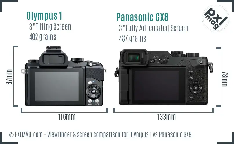 Olympus 1 vs Panasonic GX8 Screen and Viewfinder comparison