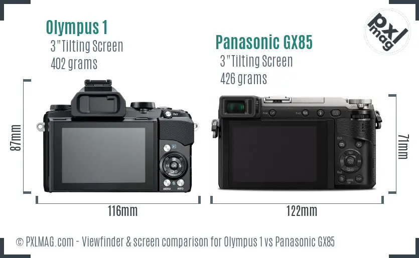 Olympus 1 vs Panasonic GX85 Screen and Viewfinder comparison