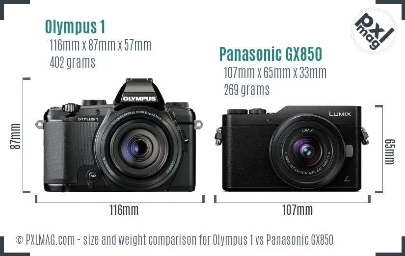 Olympus 1 vs Panasonic GX850 size comparison