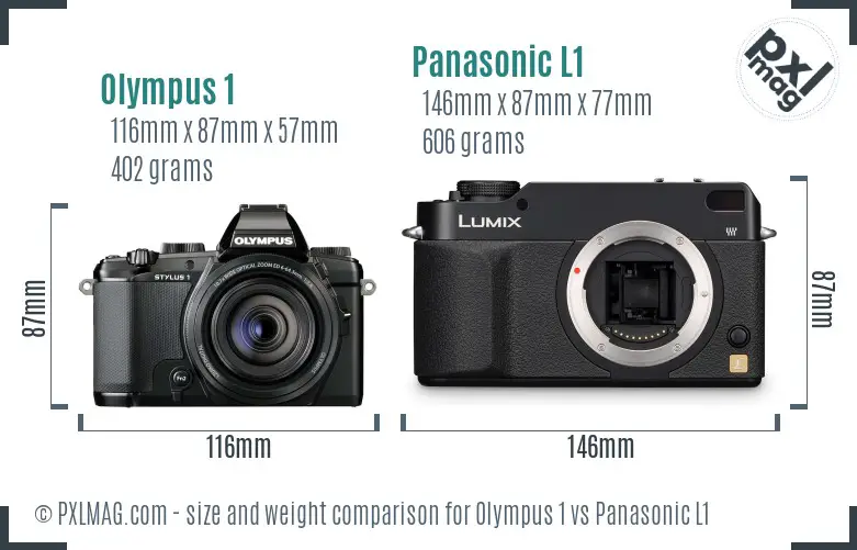 Olympus 1 vs Panasonic L1 size comparison