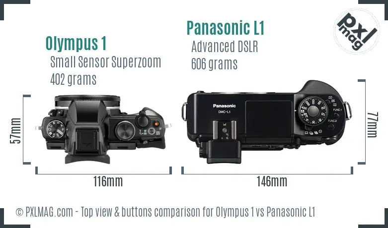 Olympus 1 vs Panasonic L1 top view buttons comparison