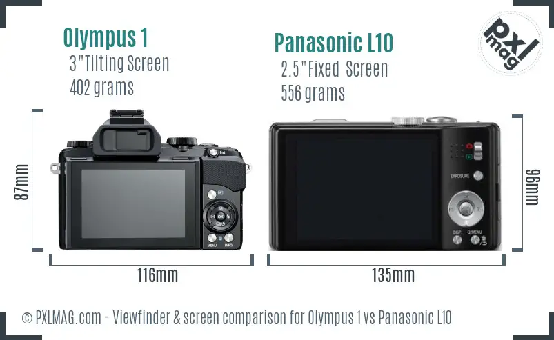 Olympus 1 vs Panasonic L10 Screen and Viewfinder comparison