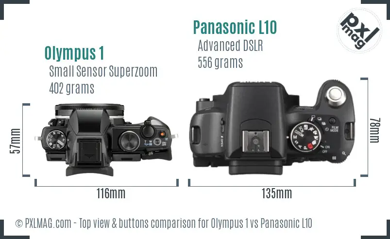 Olympus 1 vs Panasonic L10 top view buttons comparison