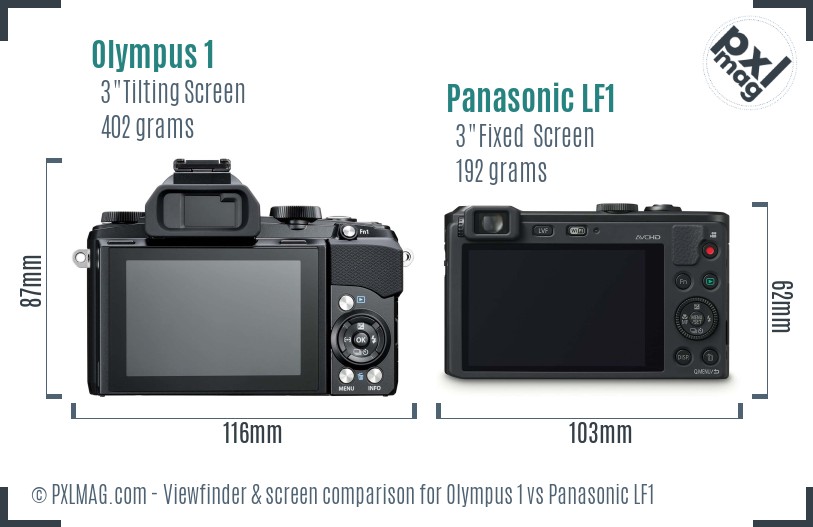 Olympus 1 vs Panasonic LF1 Screen and Viewfinder comparison