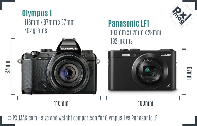 Olympus 1 vs Panasonic LF1 size comparison