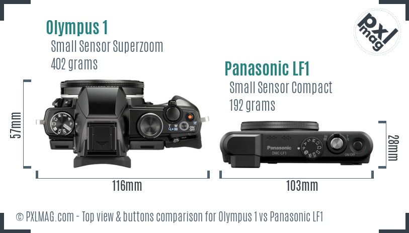 Olympus 1 vs Panasonic LF1 top view buttons comparison