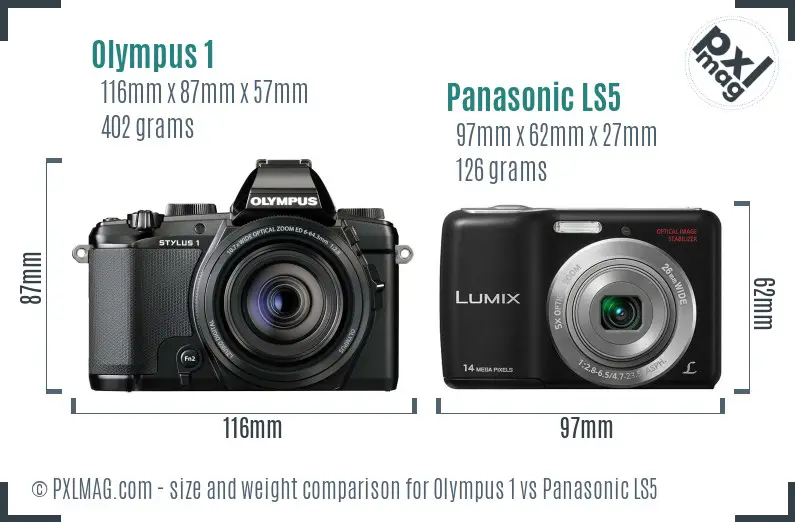 Olympus 1 vs Panasonic LS5 size comparison