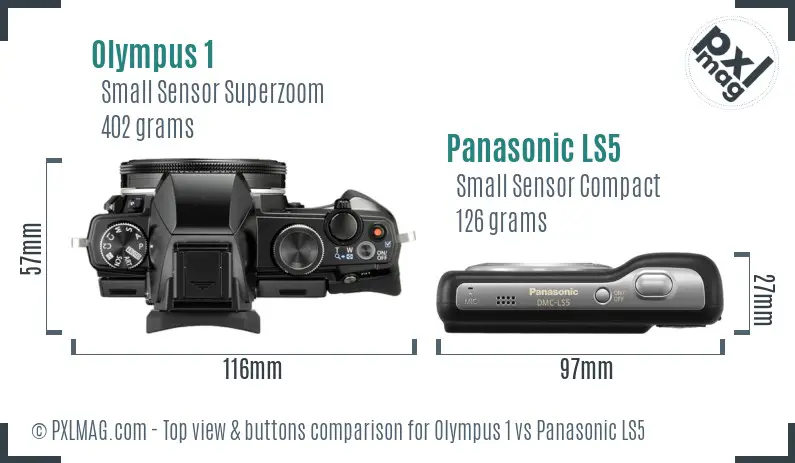Olympus 1 vs Panasonic LS5 top view buttons comparison