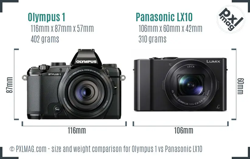 Olympus 1 vs Panasonic LX10 size comparison