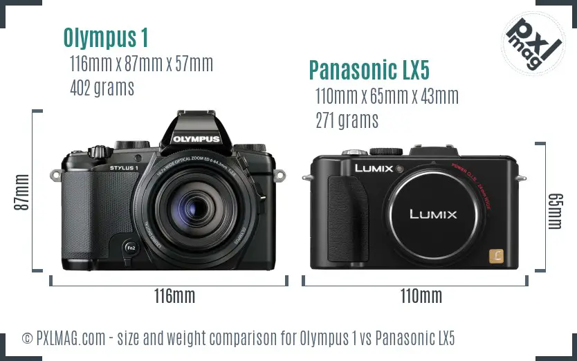 Olympus 1 vs Panasonic LX5 size comparison