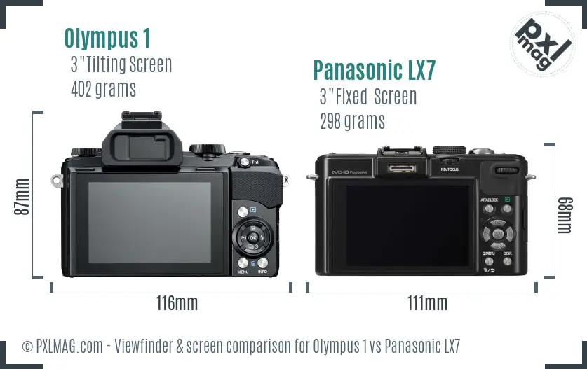 Olympus 1 vs Panasonic LX7 Screen and Viewfinder comparison