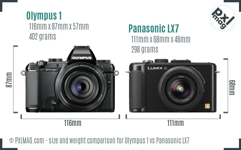 Olympus 1 vs Panasonic LX7 size comparison