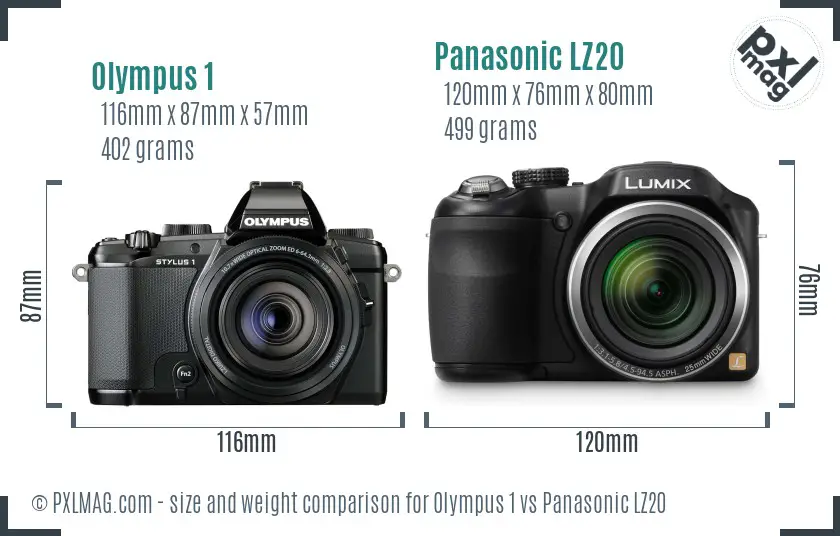Olympus 1 vs Panasonic LZ20 size comparison