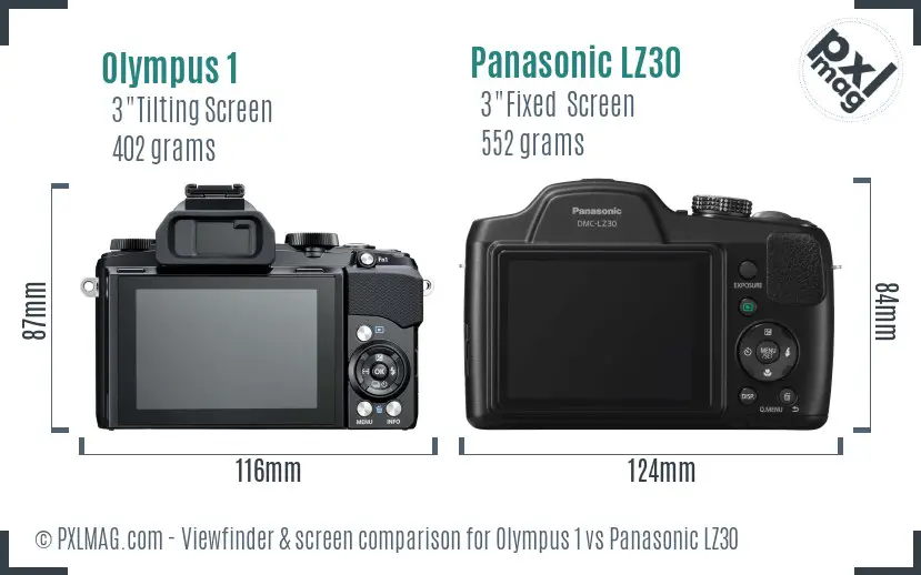 Olympus 1 vs Panasonic LZ30 Screen and Viewfinder comparison
