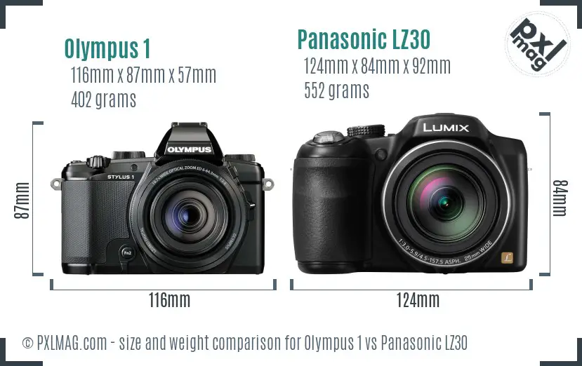 Olympus 1 vs Panasonic LZ30 size comparison