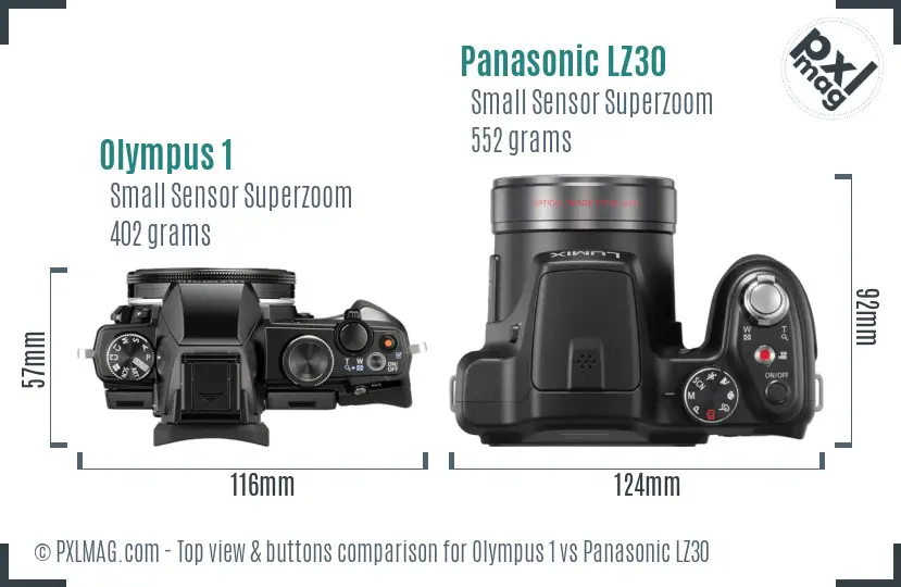 Olympus 1 vs Panasonic LZ30 top view buttons comparison