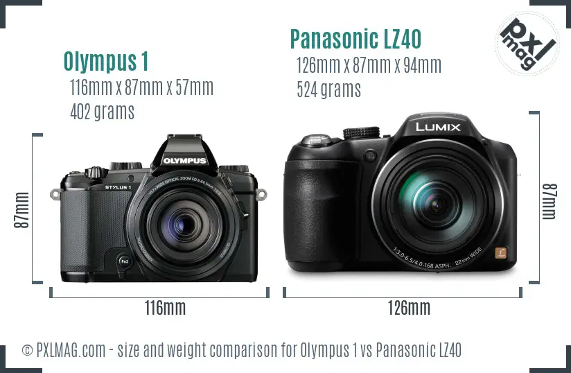 Olympus 1 vs Panasonic LZ40 size comparison