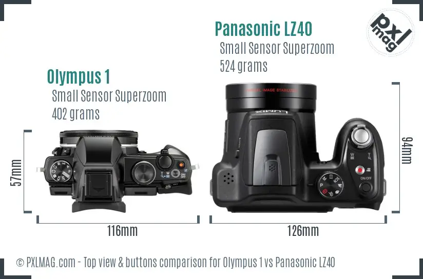 Olympus 1 vs Panasonic LZ40 top view buttons comparison