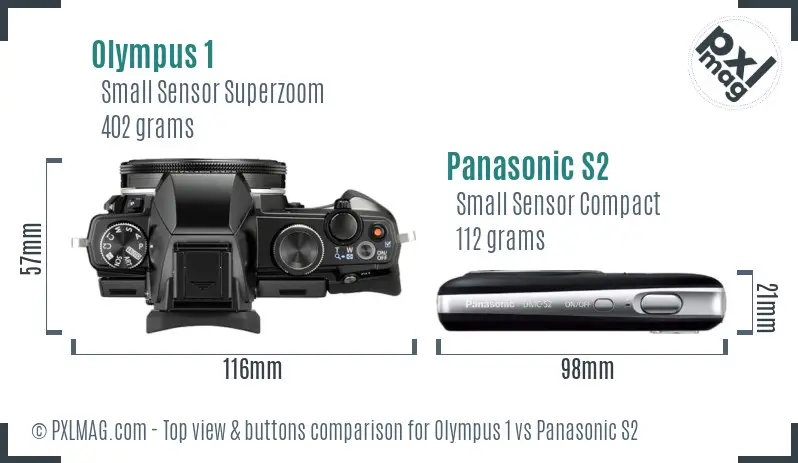 Olympus 1 vs Panasonic S2 top view buttons comparison