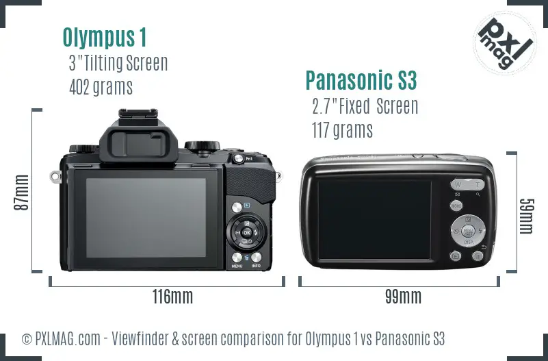 Olympus 1 vs Panasonic S3 Screen and Viewfinder comparison