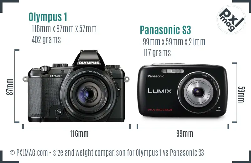 Olympus 1 vs Panasonic S3 size comparison