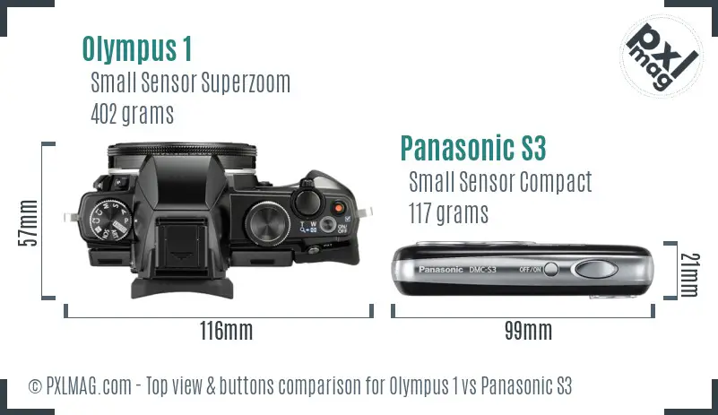 Olympus 1 vs Panasonic S3 top view buttons comparison