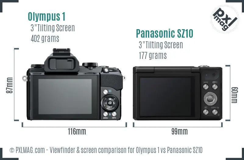 Olympus 1 vs Panasonic SZ10 Screen and Viewfinder comparison