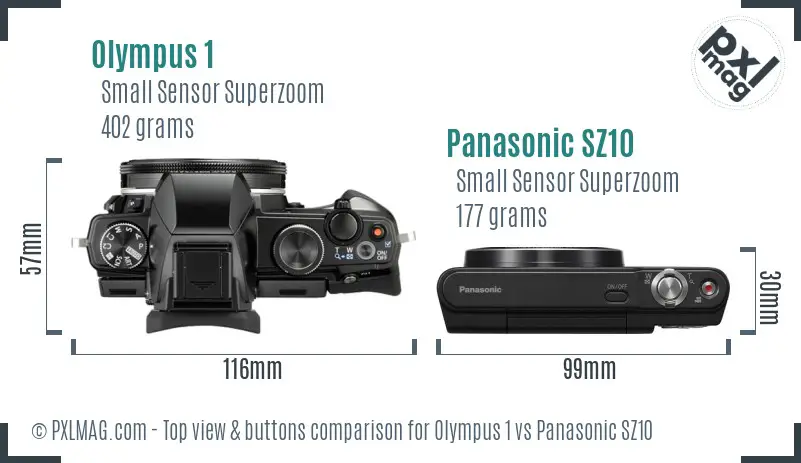 Olympus 1 vs Panasonic SZ10 top view buttons comparison