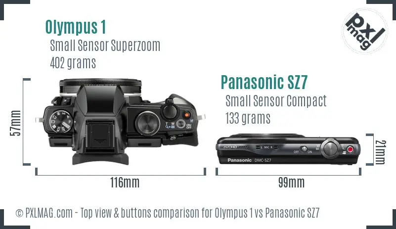 Olympus 1 vs Panasonic SZ7 top view buttons comparison