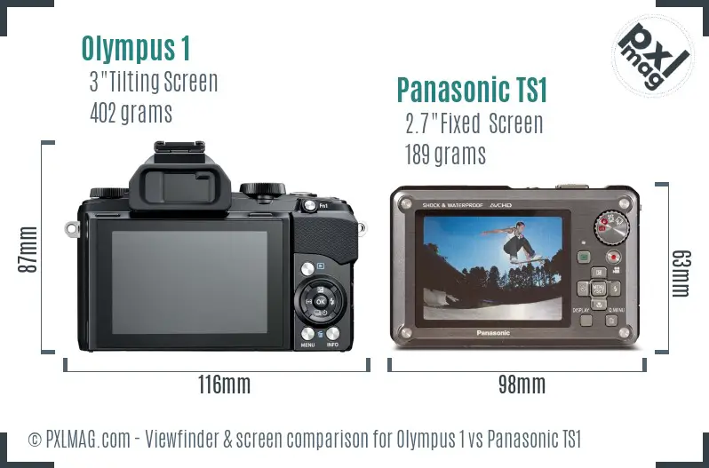 Olympus 1 vs Panasonic TS1 Screen and Viewfinder comparison