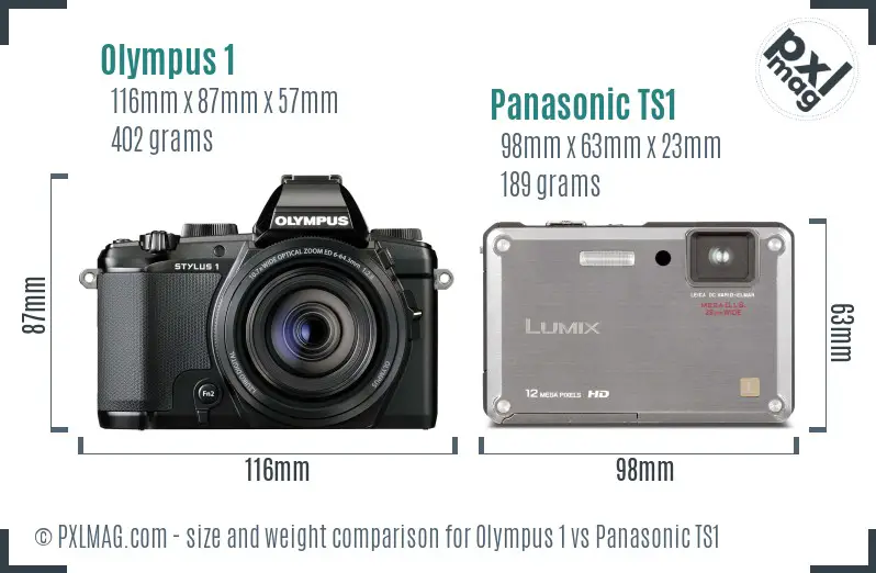 Olympus 1 vs Panasonic TS1 size comparison