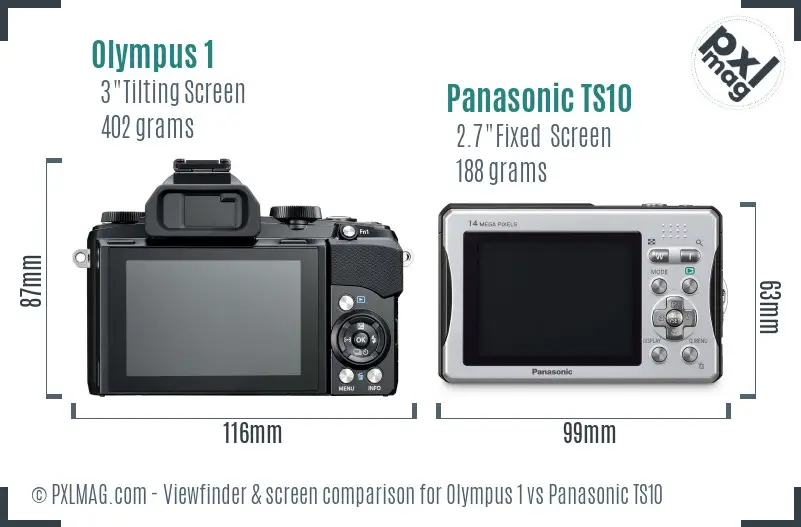 Olympus 1 vs Panasonic TS10 Screen and Viewfinder comparison
