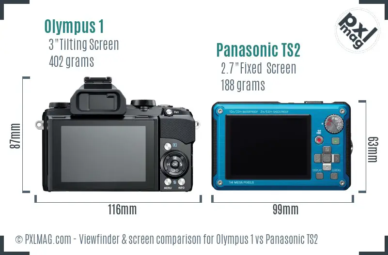 Olympus 1 vs Panasonic TS2 Screen and Viewfinder comparison