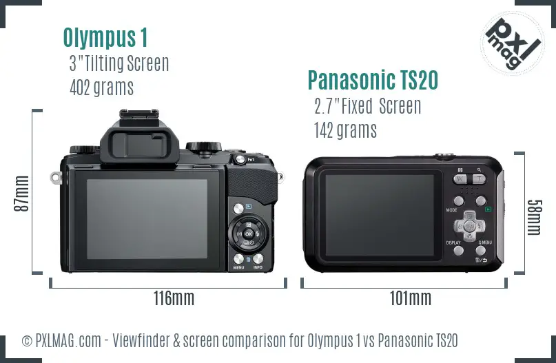 Olympus 1 vs Panasonic TS20 Screen and Viewfinder comparison