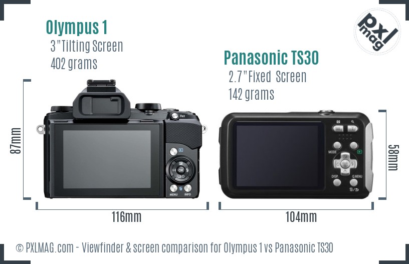 Olympus 1 vs Panasonic TS30 Screen and Viewfinder comparison