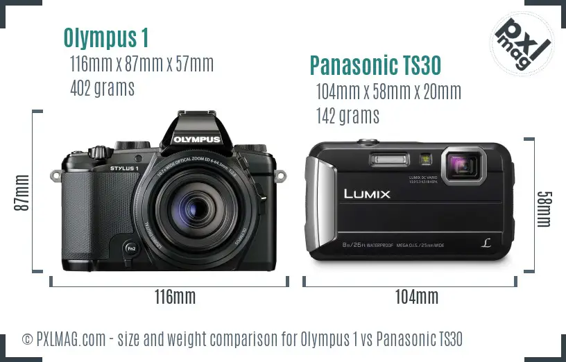 Olympus 1 vs Panasonic TS30 size comparison
