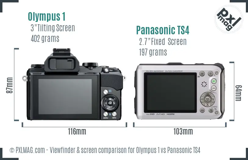 Olympus 1 vs Panasonic TS4 Screen and Viewfinder comparison