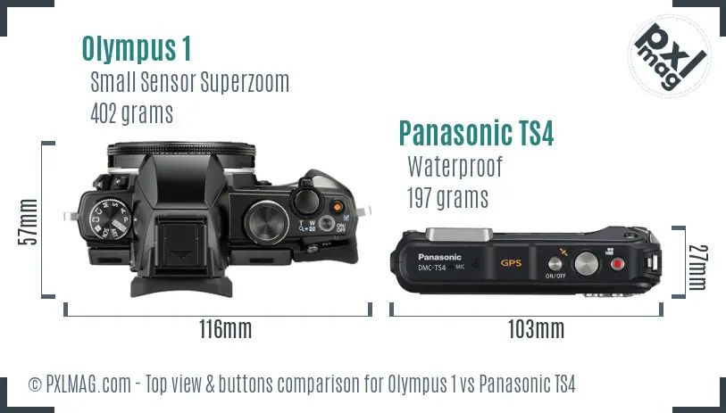 Olympus 1 vs Panasonic TS4 top view buttons comparison