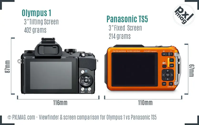 Olympus 1 vs Panasonic TS5 Screen and Viewfinder comparison