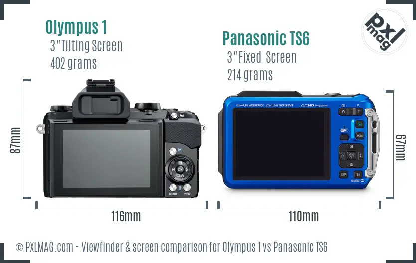 Olympus 1 vs Panasonic TS6 Screen and Viewfinder comparison
