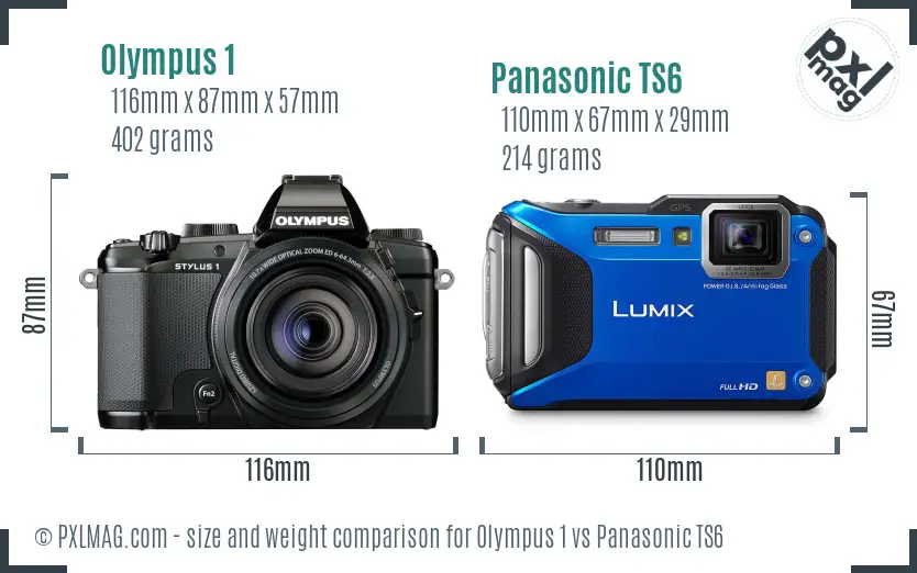 Olympus 1 vs Panasonic TS6 size comparison