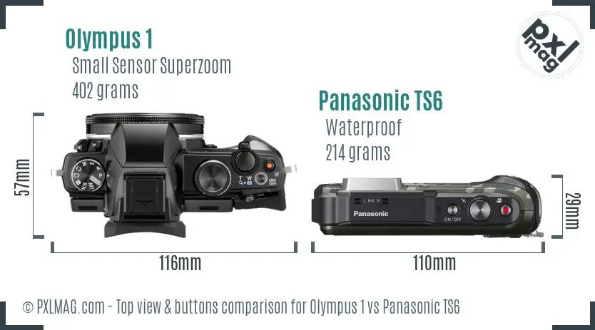 Olympus 1 vs Panasonic TS6 top view buttons comparison
