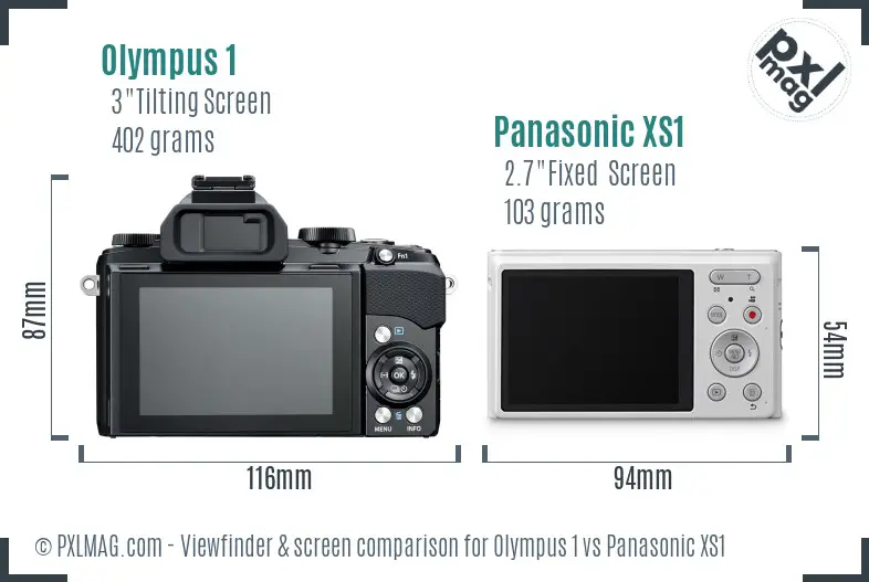Olympus 1 vs Panasonic XS1 Screen and Viewfinder comparison