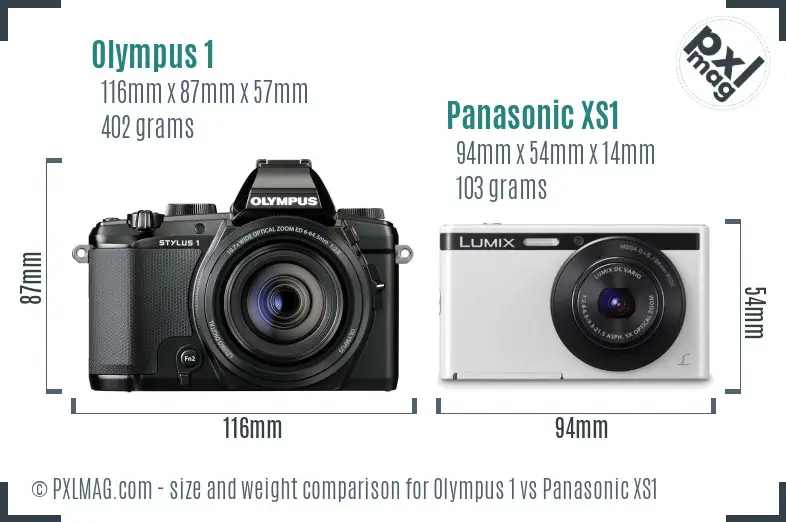 Olympus 1 vs Panasonic XS1 size comparison
