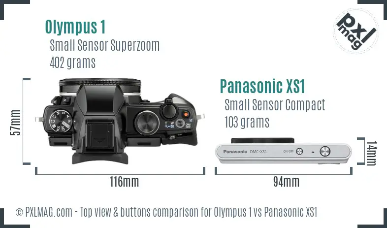 Olympus 1 vs Panasonic XS1 top view buttons comparison