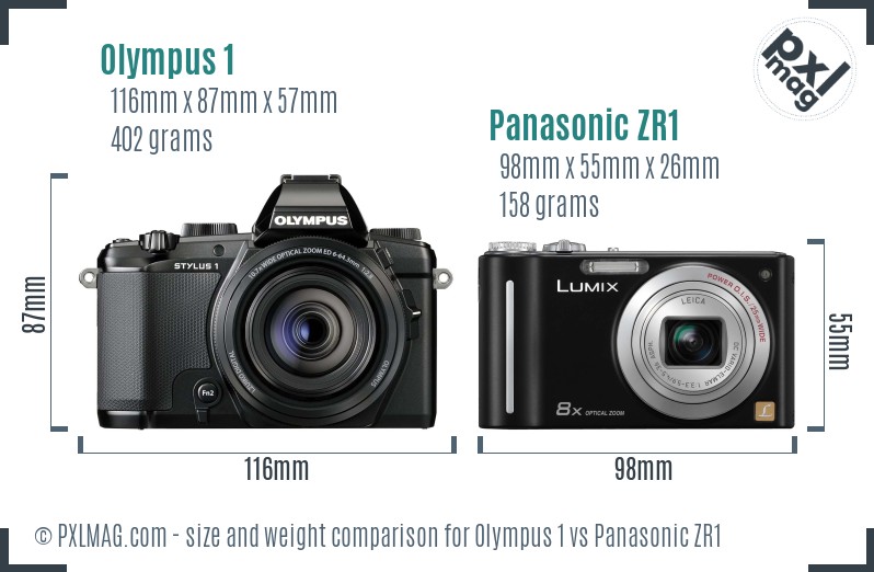 Olympus 1 vs Panasonic ZR1 size comparison